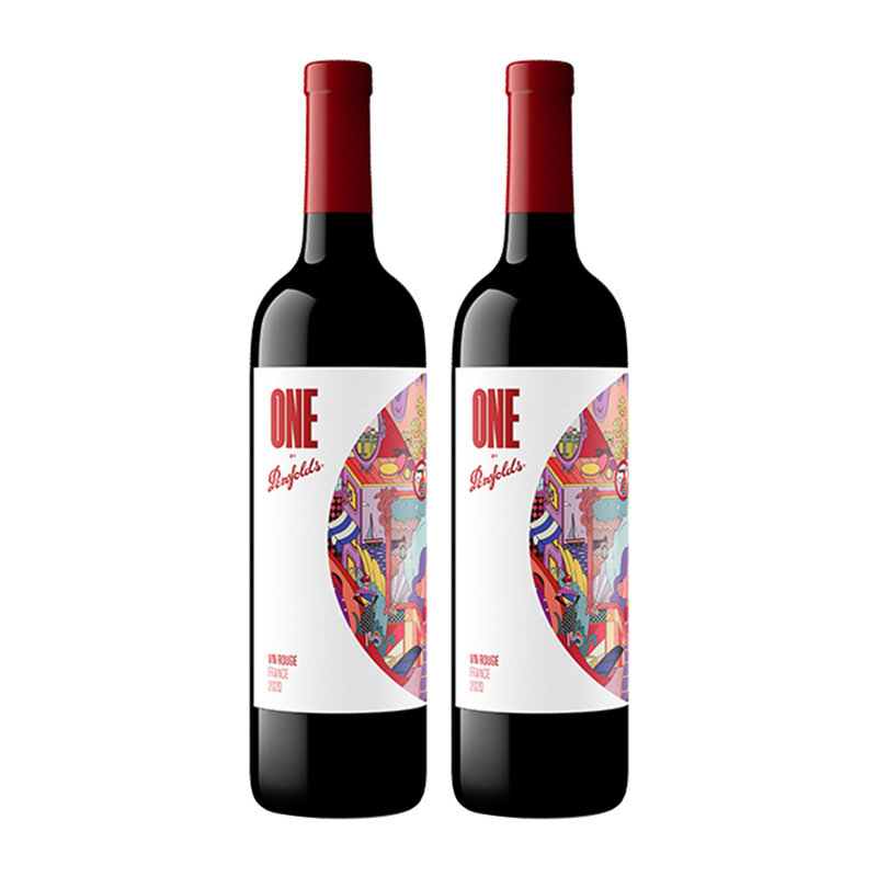 正品Penfolds奔富一号法国原瓶进口红酒干红葡萄酒插画版750ml*2