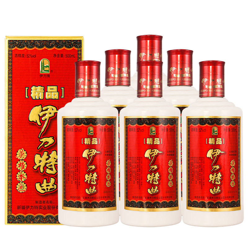 新疆国产伊力特曲精品高度绵柔型白酒52度500ml*6瓶整箱礼盒正品