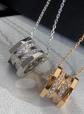 C卡家银镀18K金新款螺丝吊坠项链