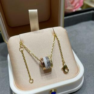 肖战同款宝家黑白陶瓷珐琅小蛮腰项链男女纯银镀18K金锁骨链情侣