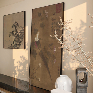 芙蓉锦鸡图》宋氏美学复古中式中古风装饰画客厅玄关背景茶室挂画