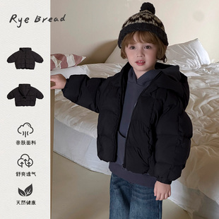 ryebread/黑面包童装 韩系男小童波浪型下摆设计连帽羽绒服 5冬