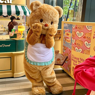 网红黄油小熊人偶服装泰迪熊花头巾玩偶服毛绒活动宣传玩偶女孩