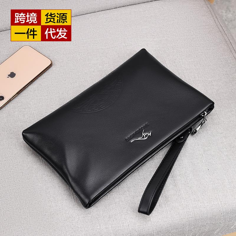 佧蒂袋鼠头层牛皮男士手包真皮手拿包男大容量商务软皮手抓包2021