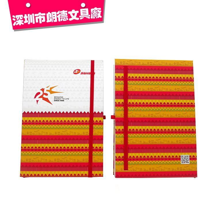 硬壳封面A5精装记事本锁线装订贴布头加厚加硬封底带口袋笔记本