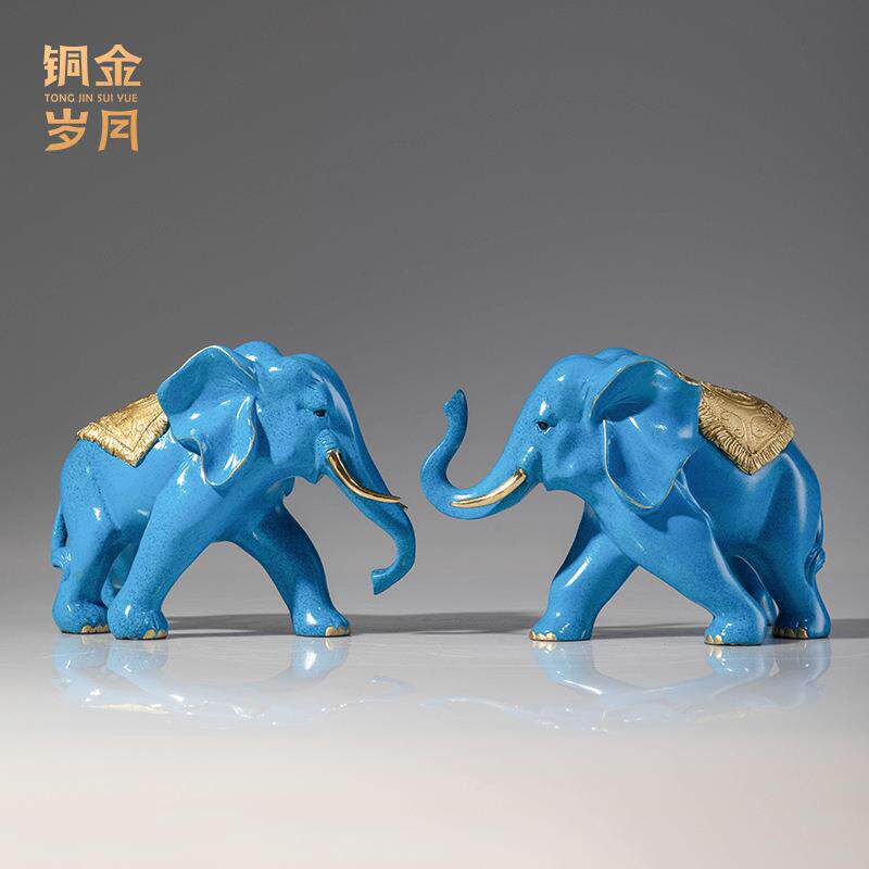 铜金岁月富贵吉祥黄铜大象摆件象玄关办公室乔迁开业礼品家居装饰