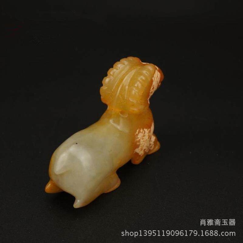 古玩杂项战汉岫玉羊老玉羊古玉岫玉挂件把件摆件仿古玉器