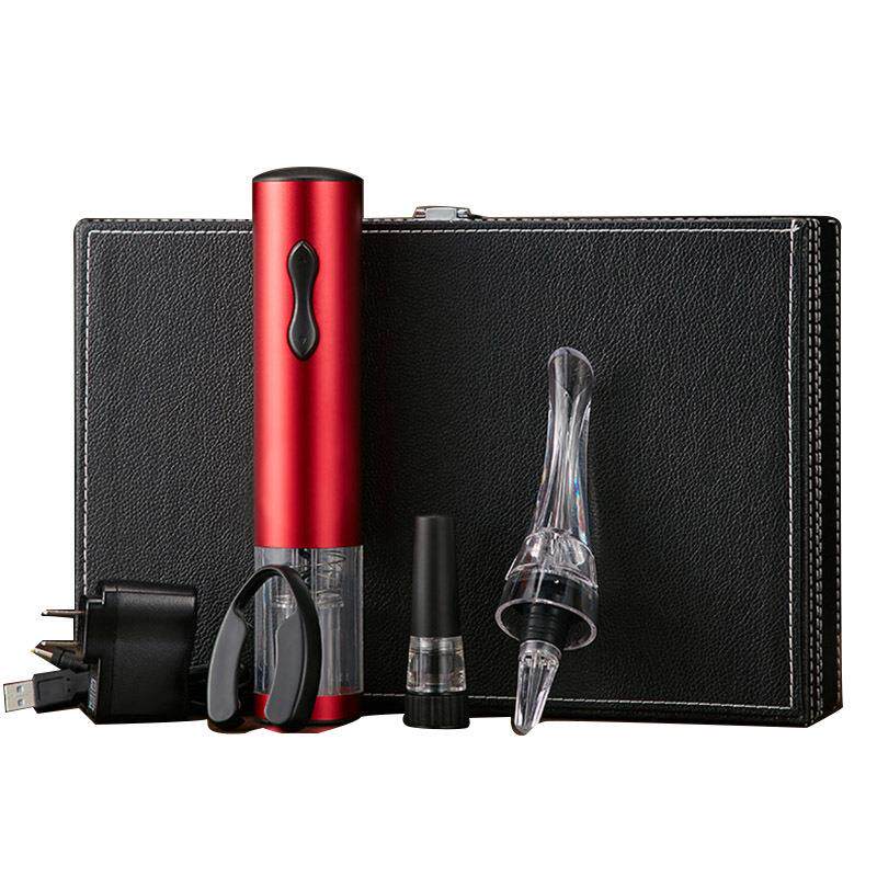 电动开瓶器皮盒套装红酒开瓶器醒酒器皮盒套酒具套装礼品