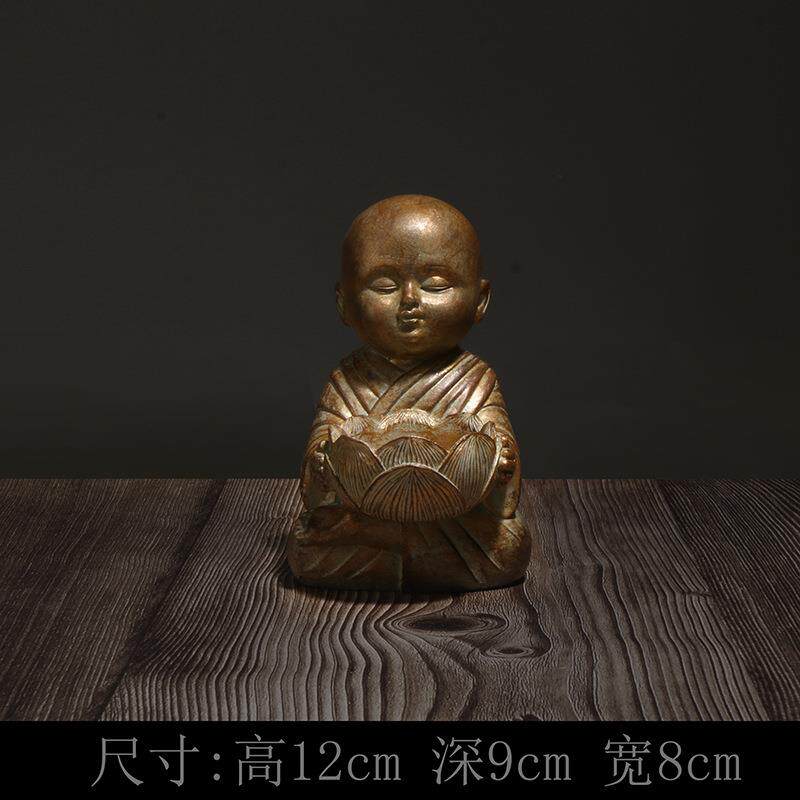 小沙弥小和尚禅意摆件扫地僧多肉花盆盆景花园装饰看书下棋礼品
