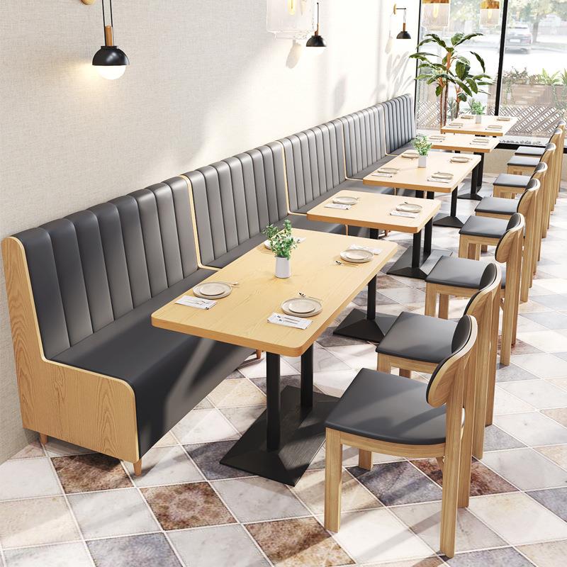 简约火锅汉堡店餐桌餐厅桌椅组合靠墙卡座沙发凳咖啡厅奶茶店桌椅