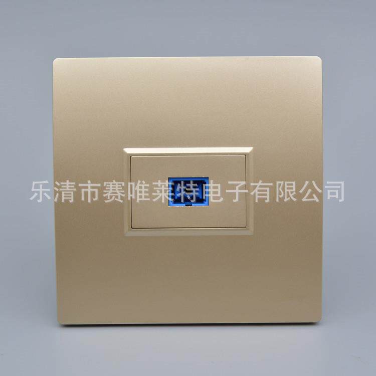 香槟色86型光纤插座面板一位光纤插座SC型单口光钎网络插座口