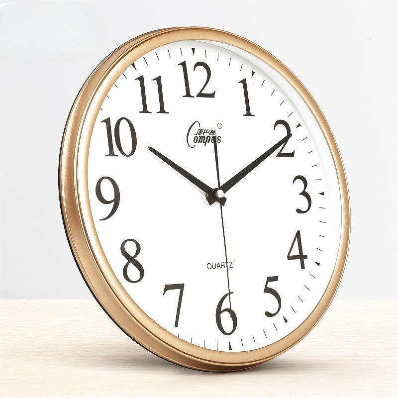 康巴丝静音挂钟时尚挂钟卧室客厅办公现代时钟表简约创意石英金小