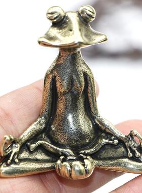 复古铜器纯铜香托青蛙香插摆件黄铜仿古实心铜办公书桌桌面