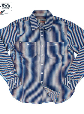 OKONKWO 新款竖条纹男式衬衫 美式复古男装工装长袖衬衣