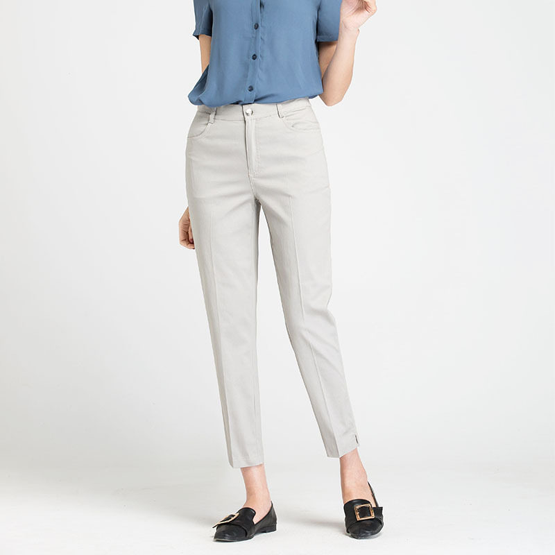 九分裤女春夏新款西裤薄款高腰宽松中年妈妈裤白色直筒休闲烟管裤