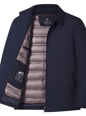 男士冬季保暖羽绒服男款保暖中老年可拆卸内胆羽绒服红色羽绒服