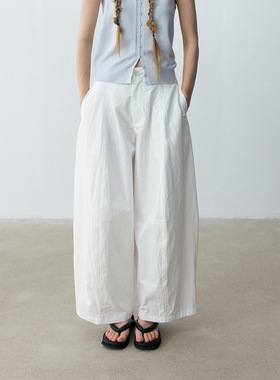 【玳禾】夏季新款高腰砂洗感棉锦斜纹轻薄长款纯色灯笼裤女H8763