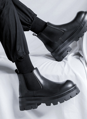 切尔西靴男2023新款英伦低帮烟筒男士高级感厚底马丁靴7367-R