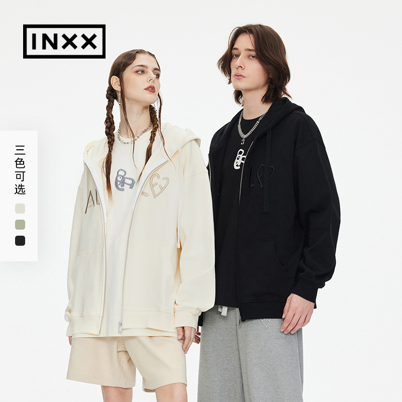 【INXX】ALLPICK 潮牌春新品开衫连帽卫衣男女同款APD1100528