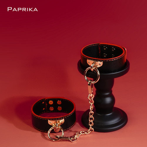 PAPRIKA黑红皮质手铐脚铐剧本杀道具cos定制刻字