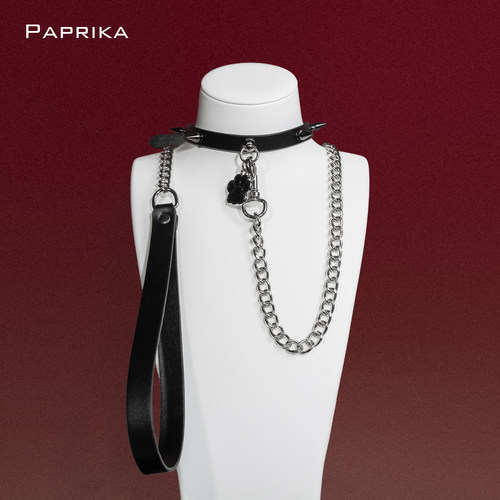 真皮项圈定制可刻字牵引女m猫爪铆钉choker颈饰