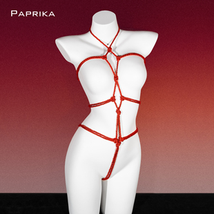 绳衣性感绑带束缚连体衣挂脖透视纯欲内衣qqny小辣椒