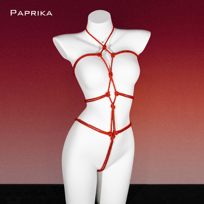 绳衣性感绑带束缚连体衣挂脖透视纯欲内衣qqny小辣椒