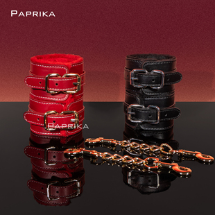 红色皮质加绒手铐不伤手剧本杀道具cosplay可调节手链束缚情侣