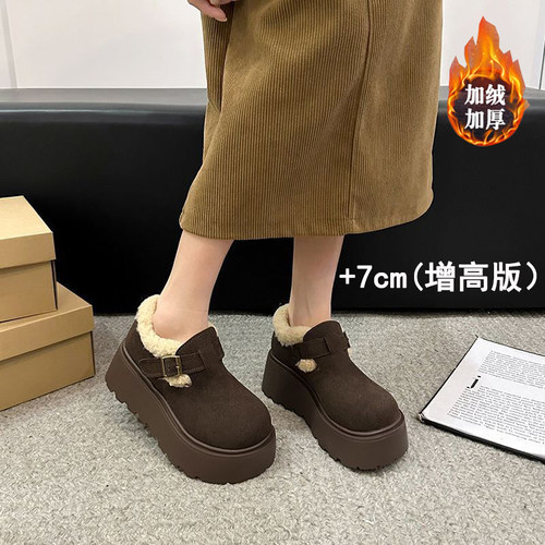 冬季加绒厚底增高勃肯雪地靴女