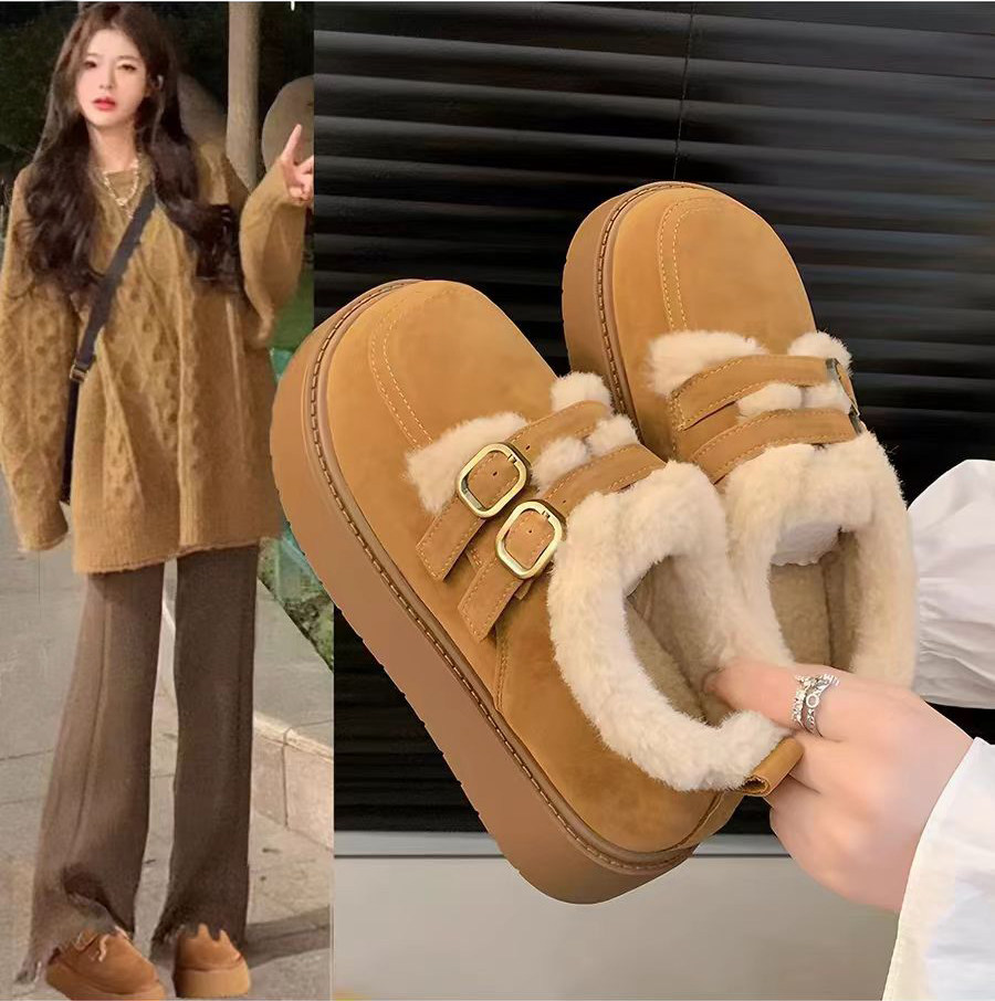 厚底棉鞋加绒保暖雪地靴女鞋2025新款冬季勃肯鞋休闲毛毛鞋乐福鞋,女鞋,时尚雪地靴,淘宝优惠券,粉丝福利购,淘宝优惠卷