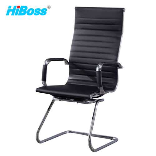 HiBoss办公椅简约弓形椅皮质靠背椅高背班前椅会议椅