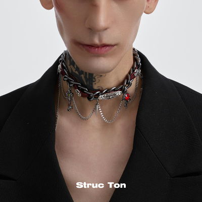 StrucTon缠绕小众铆钉金属项链