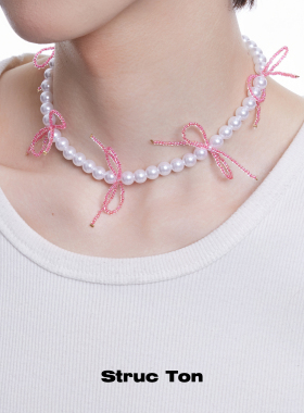 原创设计StrucTon蝴蝶结珍珠项链