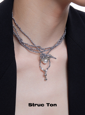 Structon原创设计串珠蝴蝶结项链