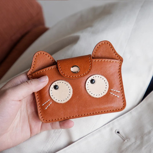 植鞣牛皮质感复古卡通女士钱包可爱高档轻薄大容量卡包证件收纳包