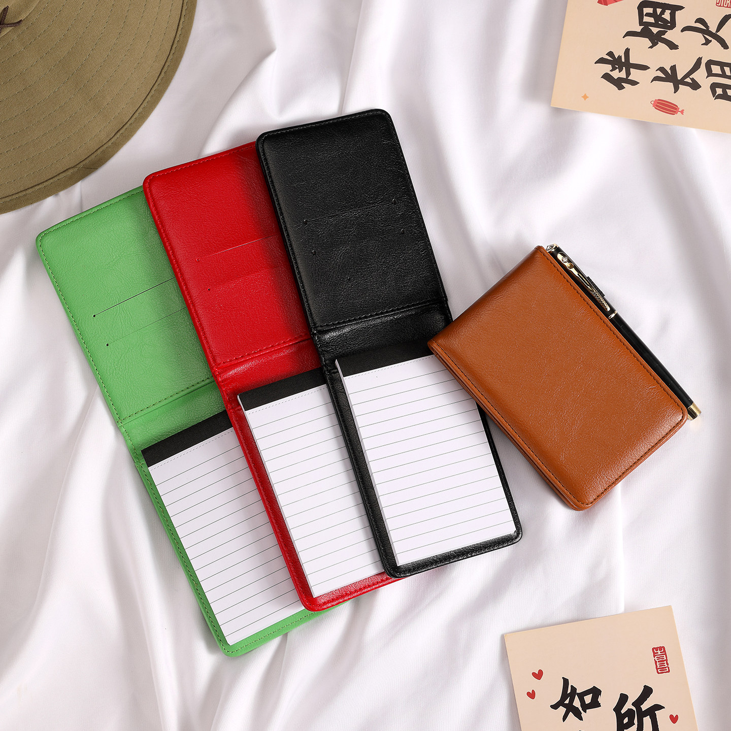 简约皮质记事本便携随身笔记本多色可选横线页商务办公餐厅记菜单