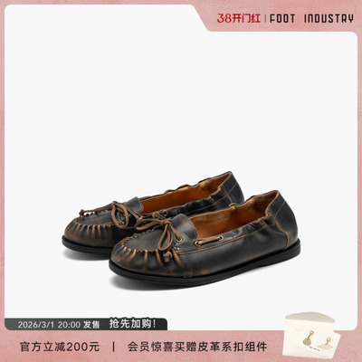 足下工业蝴蝶结乐福鞋复古优雅