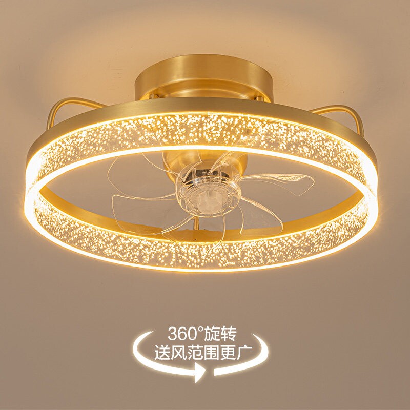 360度摇头风扇灯卧室灯全铜吸顶智能简约遥控餐厅灯吊扇灯灯北欧