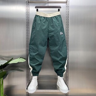 欧洲站刺绣宽松百搭束脚哈伦运动长裤 冰丝休闲裤 薄款 夏季 子男新款