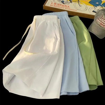 亚麻冰丝情侣速干短裤沙滩五分裤