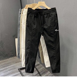 超薄九分休闲裤 子潮牌宽松速干哈伦运动裤 男士 抽绳束脚裤 新款 夏季