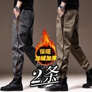 工装裤男宽松束脚裤秋冬款加绒加厚耐磨工作裤户外干活穿劳保裤子