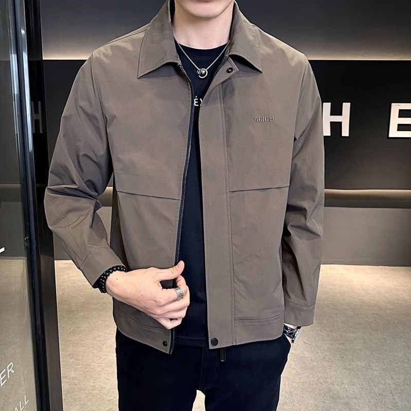 潮牌翻领春秋修身防风夹克