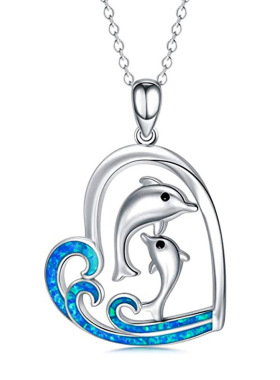 Korean Love Dolphin Necklace Cute Double Dolphin