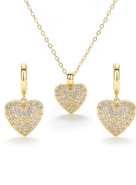 Love Jewelry Suit Heart Sparkling Necklace Women Elegant