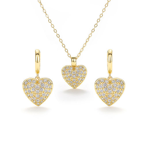 Love Jewelry Suit Heart Sparkling Necklace Women Elegant