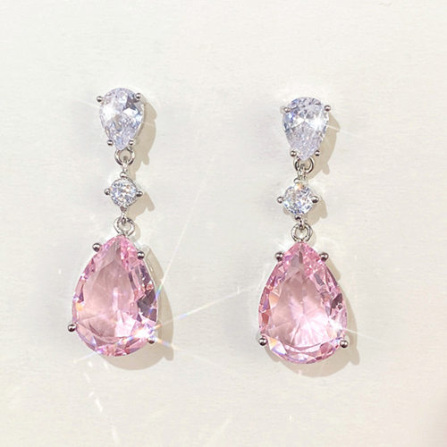 Sweet Pink Earrings Summer New Pear-shaped Water Drop