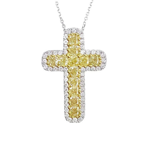 Recommend Copper Yellow Crystal Cross Necklace Street