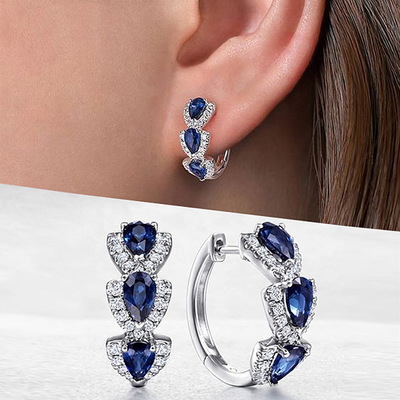 Blue Ear Ring Elegant Accessories Retro Magazine Ear Buckle