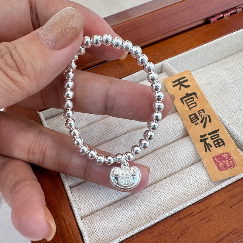 日系设计师topwhit儿童银手链新款福袋吊坠女童银手链s999小孩子